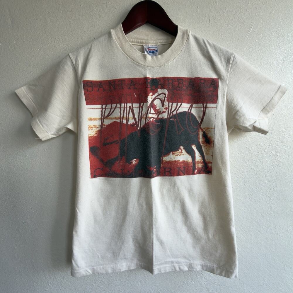 Vintage Hanes Santa Barbara Rodeo Graphic T Shirt Bull Western US Made S Matador